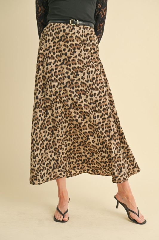 Leopard Print Midi Skirt