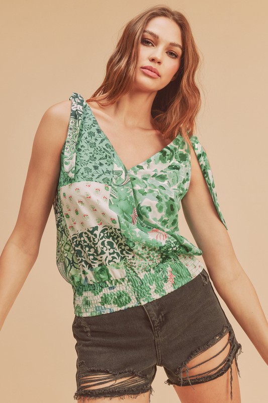 Vintage Bloom Surplice Tank