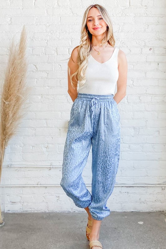 Satin Leopard Joggers Pants