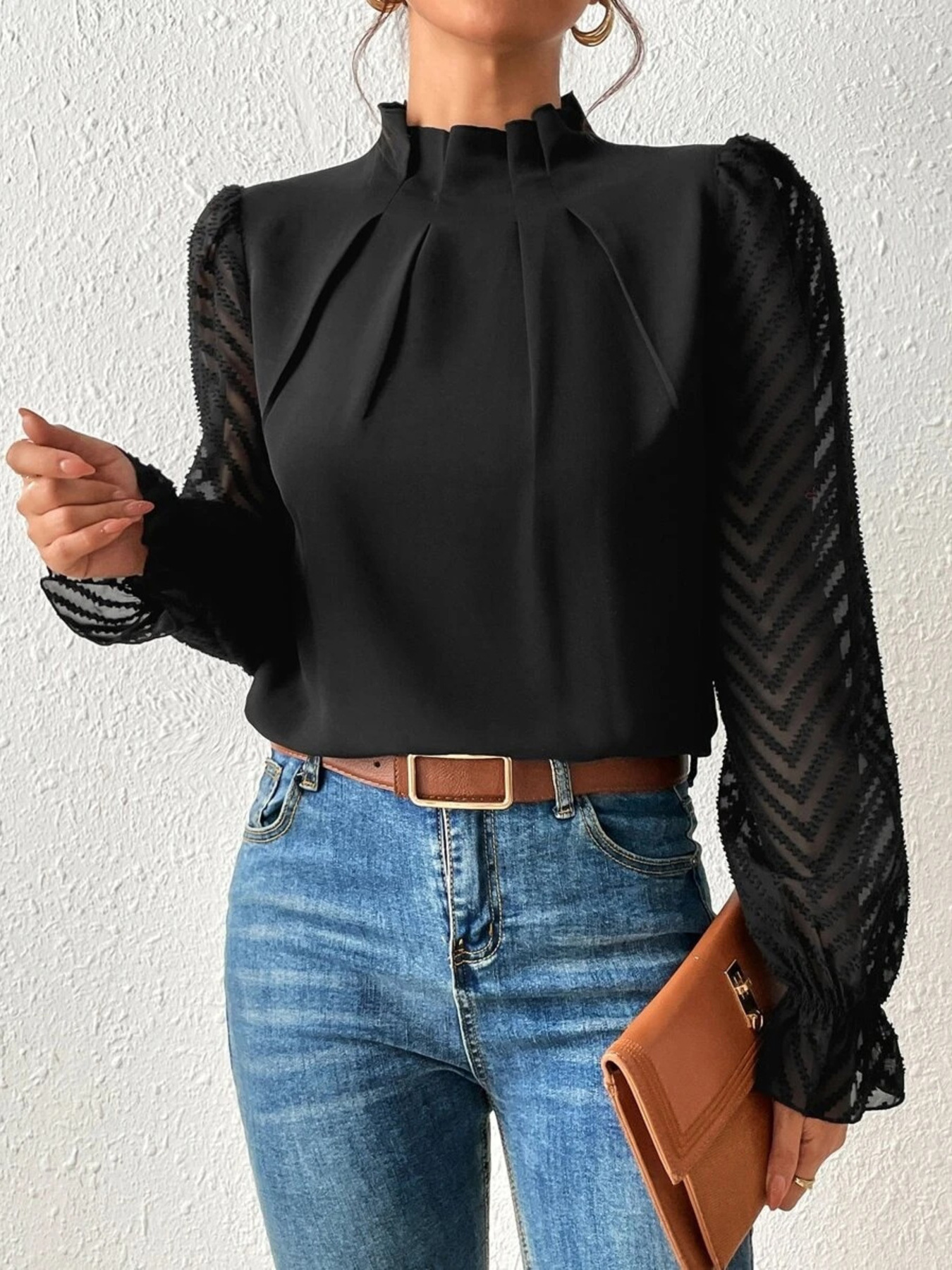 Casual Charm Mock Neck Blouse
