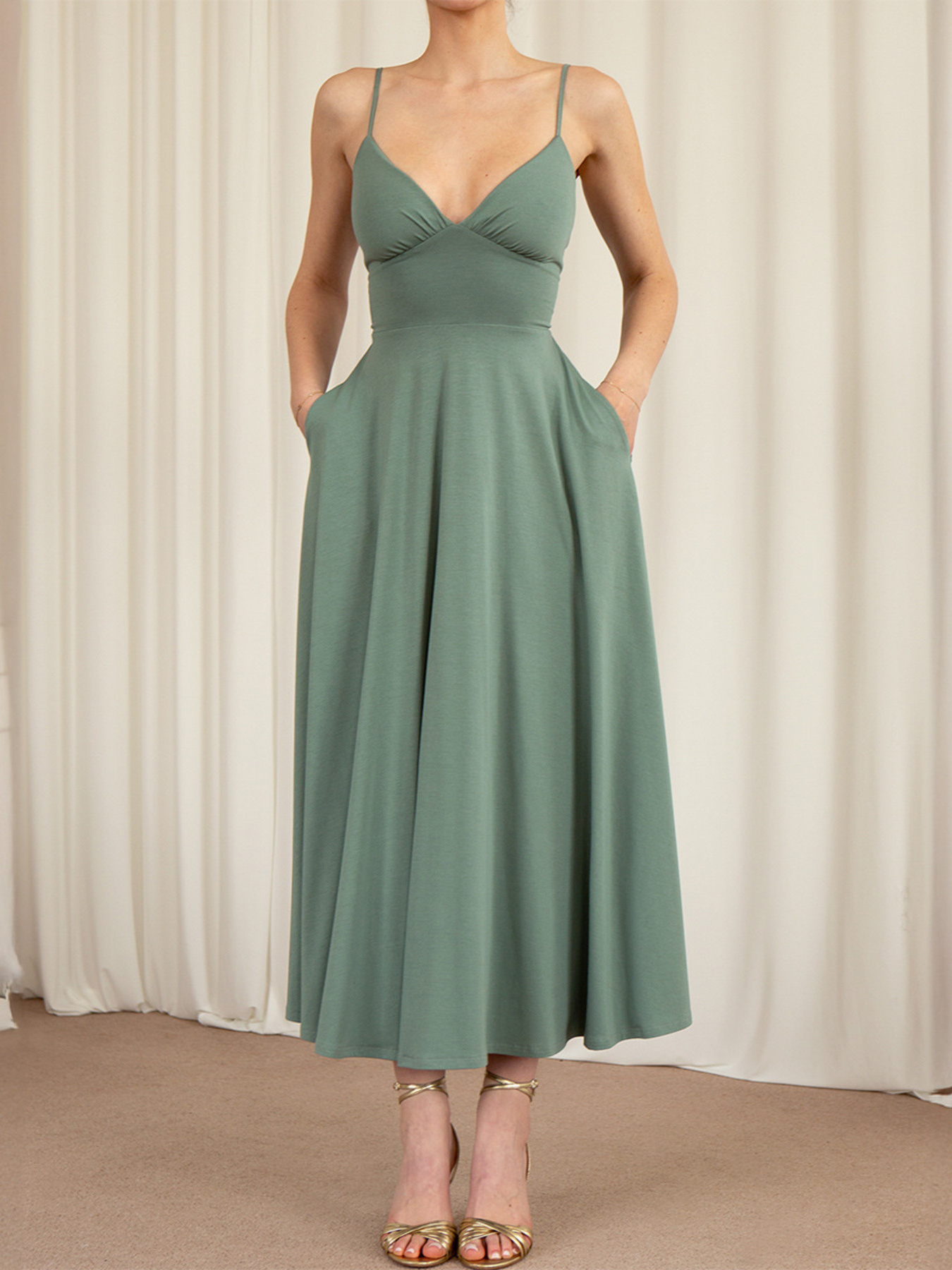 Devine Midi Cami Dress with Pockets