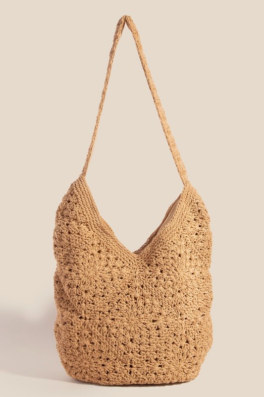Intricate Crochet Braided Hobo Tote Bag