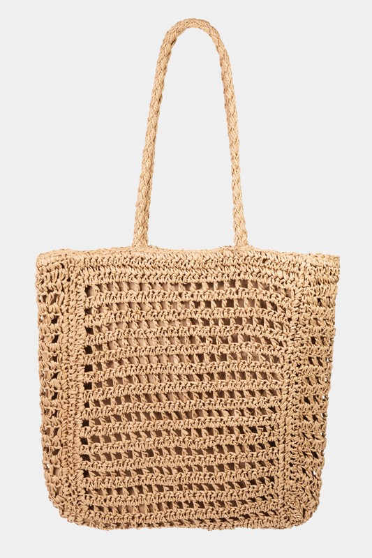 Khaki Crochet Tote Bag