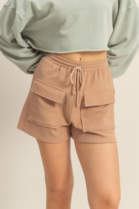 Drawstring Waffle-Knit Pocket Shorts