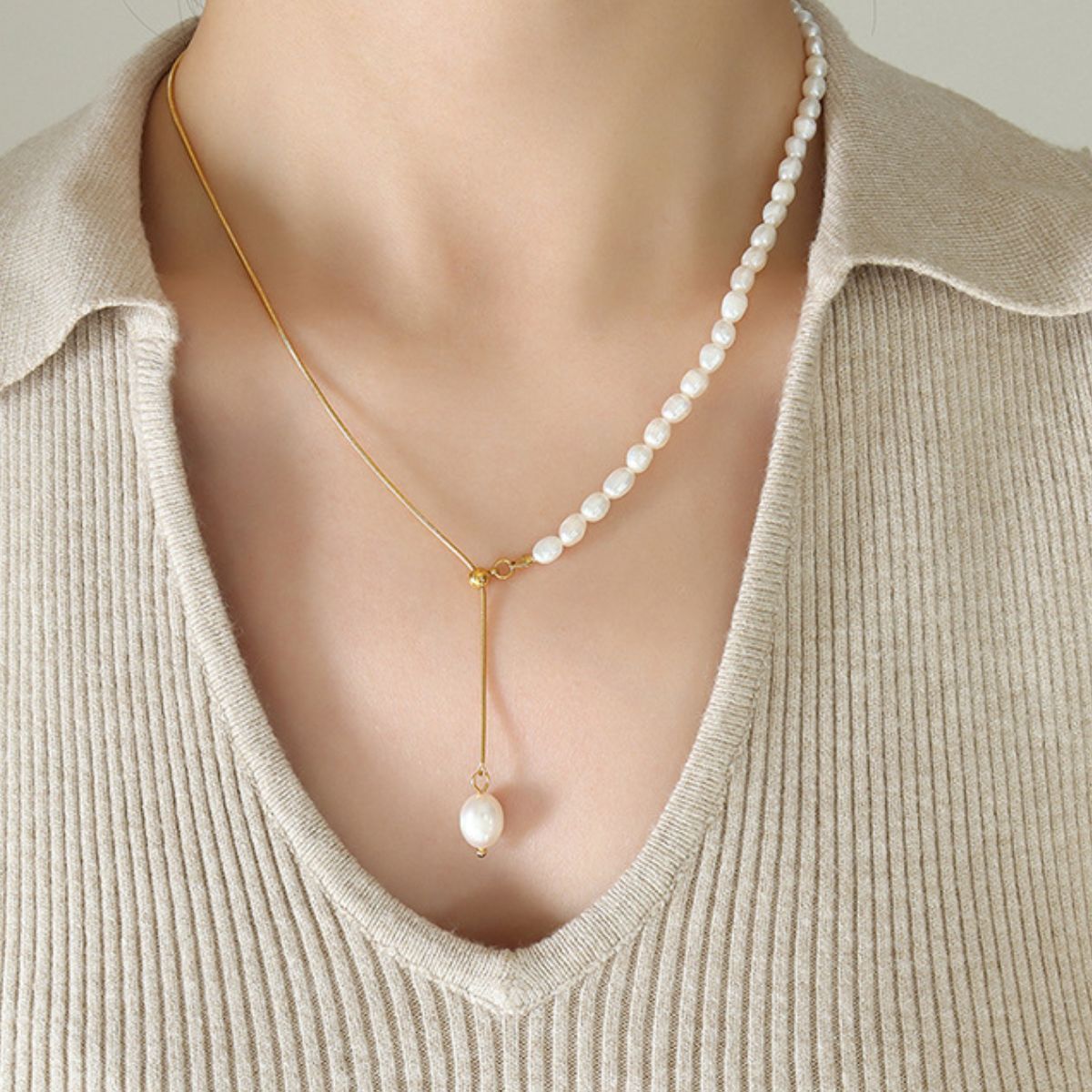 Mysti Drop Pearl Necklace