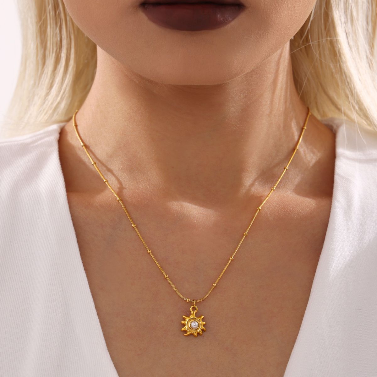 Solara Pearl Medallion Necklace