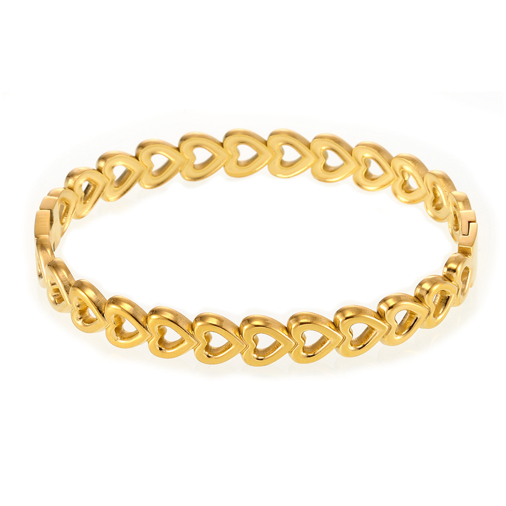 Heart Chain Bracelet – 18K Gold-Plated Steel