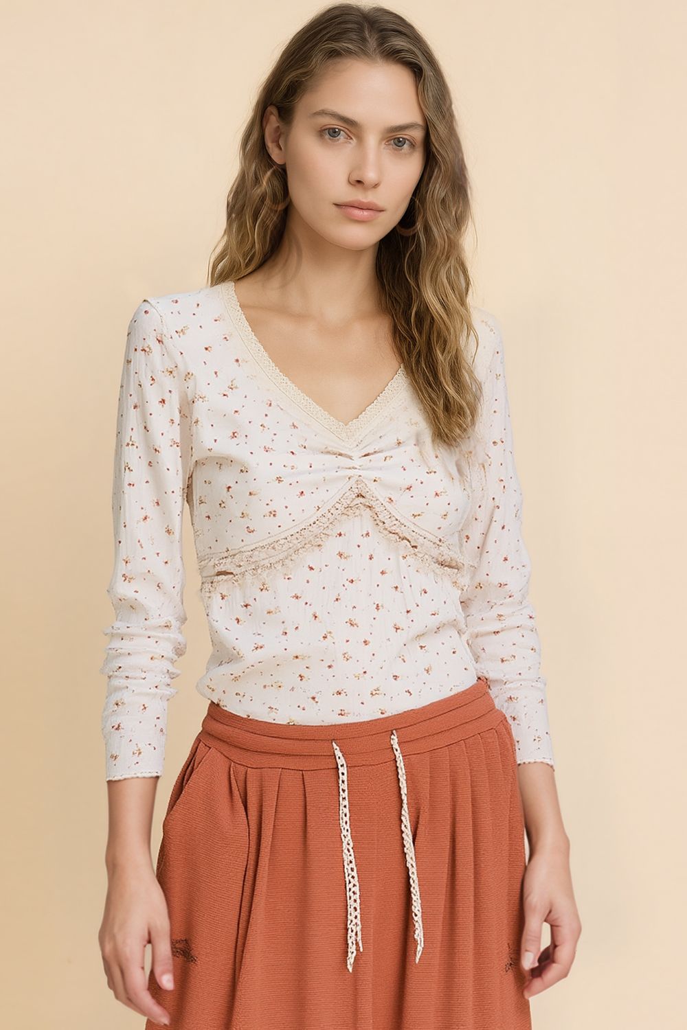 Whisper Petals V-Neck Tee