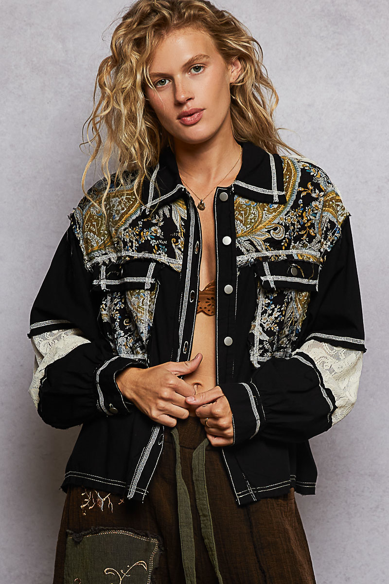 Printed Woven Mix Jacket