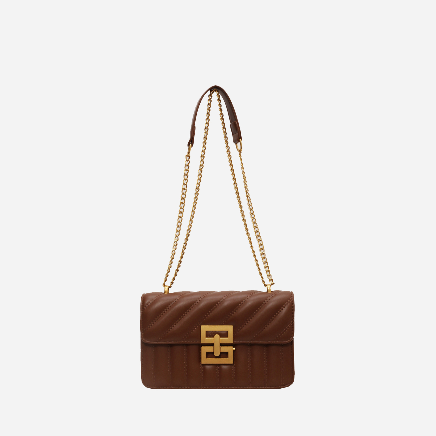Brown Tufted Chain Handbag