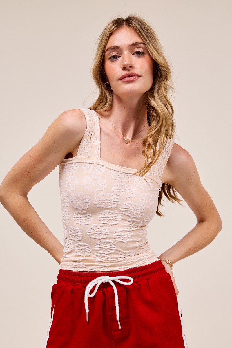 Two-Tone Floral Seamless Tank