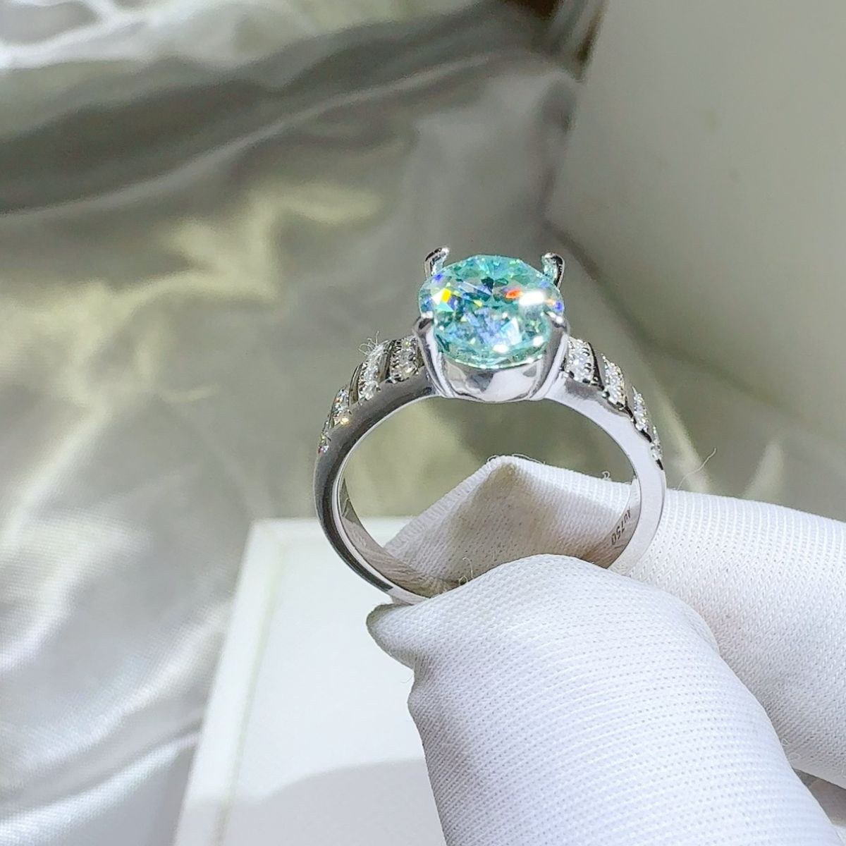 Lunara Turquoise Moissanite Ring