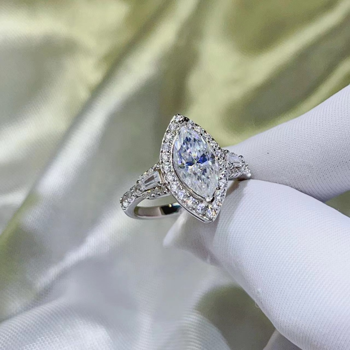 Marquise Ice Moissanite Ring