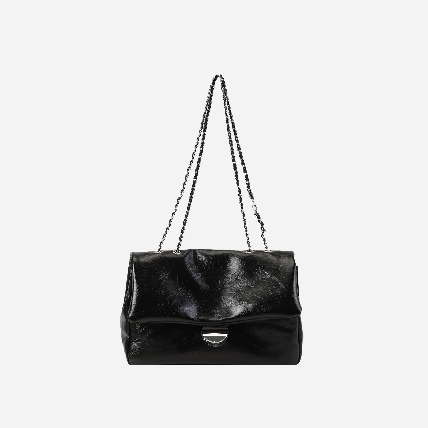 Black Patent Chain Handbag