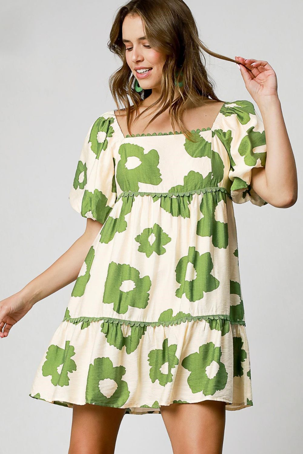 Floral Puff Sleeve Mini Dress
