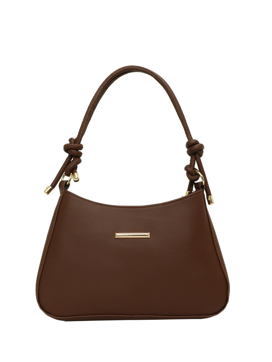 Knot Handle PU Leather Shoulder Bag – Dark Brown Chic